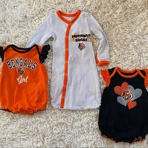Bengals Baby Girl Sleeper and Rompers 0-3 month